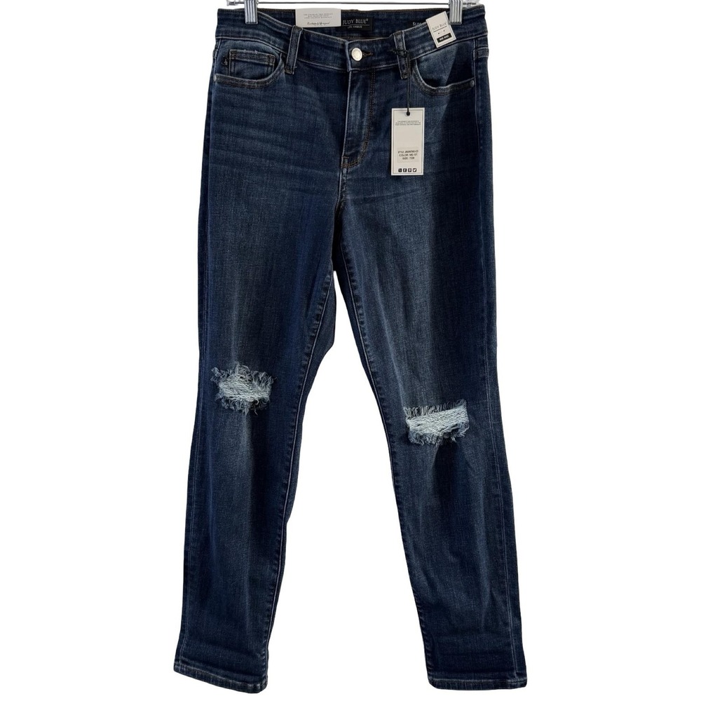 Judy Blue Walk This Way Jeans Womens 7/28 Mid Rise Slim Straight Distressed